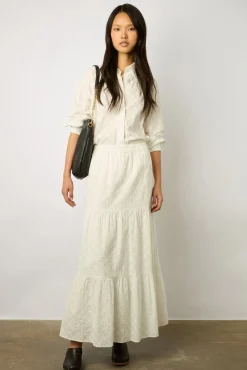 Jupe Longue Blanche Brodee Blanc - Brooke<Gerard Darel Sale