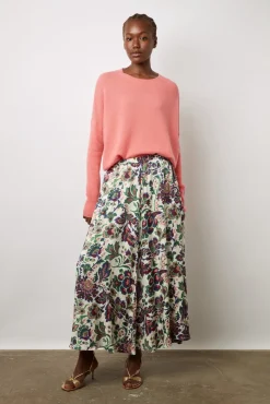 Jupe Midi A Grandes Fleurs Ecru - Debra<Gerard Darel Best