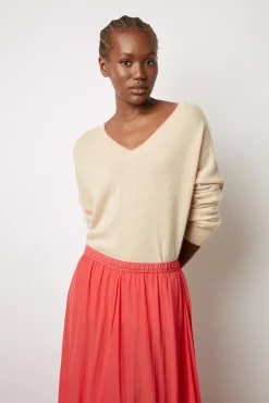 Jupe Midi En Satin Plisse Corail - Denisa<Gerard Darel Clearance