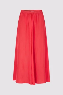 Jupe Midi En Satin Plisse Corail - Denisa<Gerard Darel Clearance