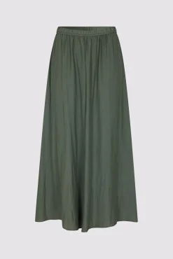 Jupe Midi En Satin Plisse Kaki - Denisa<Gerard Darel Clearance