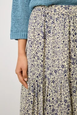 Jupe Midi Evasee A Fleurs Ecru - Destiny<Gerard Darel Online