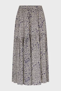 Jupe Midi Evasee A Fleurs Ecru - Destiny<Gerard Darel Online