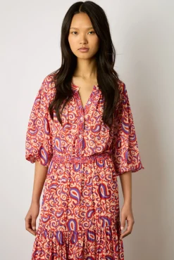 Jupe Midi Fluide Imprimee Nude - Damya<Gerard Darel New