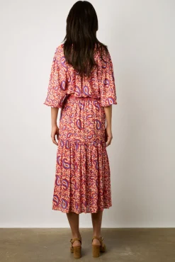 Jupe Midi Fluide Imprimee Nude - Damya<Gerard Darel New