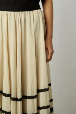 Jupe Midi Plissee Rayees Ecru - Dalille<Gerard Darel Fashion