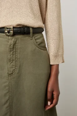 Jupe Midi Unie Vert Kaki - Douria<Gerard Darel New