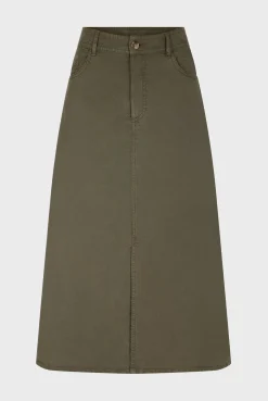 Jupe Midi Unie Vert Kaki - Douria<Gerard Darel New