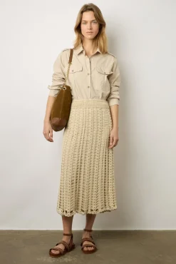 Jupe Mi-Longue En Crochet Naturel - Dania<Gerard Darel Clearance