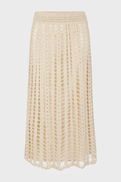 Jupe Mi-Longue En Crochet Naturel - Dania<Gerard Darel Clearance