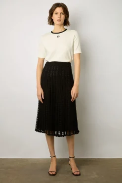 Jupe Mi-Longue En Crochet Noir - Dania<Gerard Darel Best
