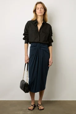 Jupe Mi-Longue En Jersey Marine - Doline<Gerard Darel Outlet