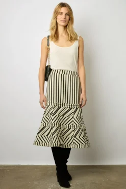 Jupe Rayee Noir Et Blanc Naturel - Danita<Gerard Darel New