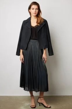 Jupe Satinee Plissee Marine - Dekra<Gerard Darel Discount