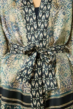 Kimono Imprime En Soie Indigo - Brunella<Gerard Darel Clearance