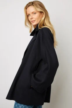 Manteau Court En Laine Fine Marine - Noranne<Gerard Darel Hot