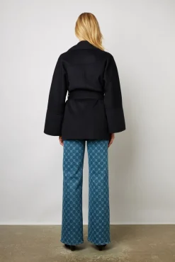 Manteau Court En Laine Fine Marine - Noranne<Gerard Darel Hot