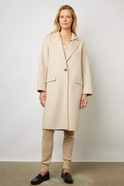 Manteau Droit En Laine Fine Sable - Naomi<Gerard Darel Clearance
