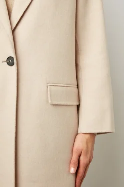 Manteau Droit En Laine Fine Sable - Naomi<Gerard Darel Clearance