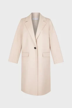 Manteau Droit En Laine Fine Sable - Naomi<Gerard Darel Clearance