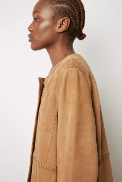 Manteau Long En Cuir Velours Camel - John<Gerard Darel New