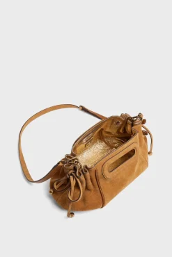 Mini Sac En Cuir Velours Femme Ble Mini Dany<Gerard Darel Clearance
