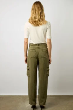 Pantalon Cargo En Lin Vert Kaki - Celya<Gerard Darel Clearance