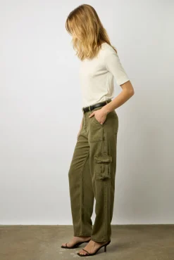 Pantalon Cargo En Lin Vert Kaki - Celya<Gerard Darel Clearance