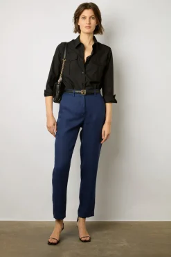 Pantalon De Tailleur En Lin Encre - Cyann<Gerard Darel Clearance