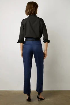 Pantalon De Tailleur En Lin Encre - Cyann<Gerard Darel Clearance