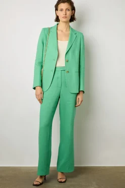 Pantalon Droit En Lin Emeraude - Cyrielle<Gerard Darel Clearance