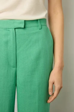 Pantalon Droit En Lin Emeraude - Cyrielle<Gerard Darel Clearance