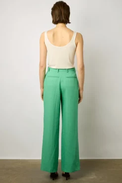 Pantalon Droit En Lin Emeraude - Cyrielle<Gerard Darel Clearance