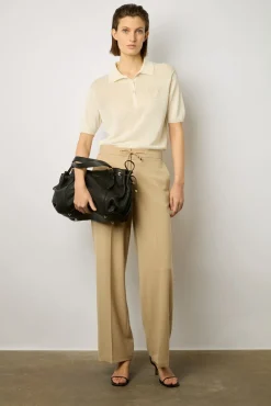 Pantalon Droit En Microfibre Sable - Cloelia<Gerard Darel New