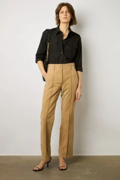 Pantalon En Chevre Velours Sable - Josepha<Gerard Darel Clearance