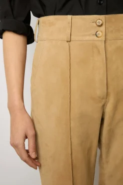 Pantalon En Chevre Velours Sable - Josepha<Gerard Darel Clearance