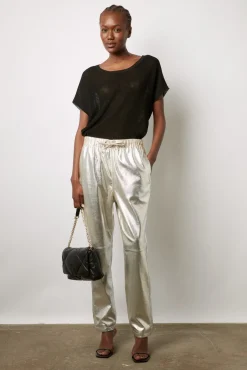 Pantalon En Cuir Argente Argent - Julieta<Gerard Darel Outlet