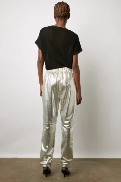 Pantalon En Cuir Argente Argent - Julieta<Gerard Darel Outlet