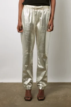 Pantalon En Cuir Argente Argent - Julieta<Gerard Darel Outlet