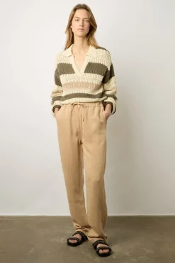 Pantalon En Lin Melange Sable - Colombe<Gerard Darel Outlet
