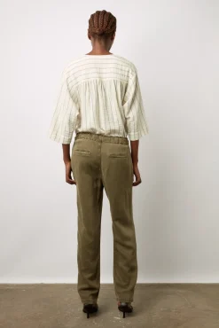 Pantalon En Lin Melange Vert Kaki - Colombe<Gerard Darel Discount