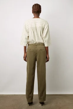 Pantalon En Lin Melange Vert Kaki - Colombe<Gerard Darel Discount