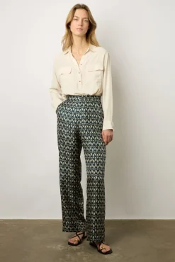 Pantalon Large En Soie Marine - Chanael<Gerard Darel New
