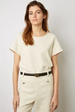 Pantalon Large En Tweed Ecru - Callie<Gerard Darel New