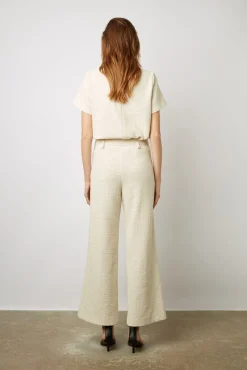 Pantalon Large En Tweed Ecru - Callie<Gerard Darel New