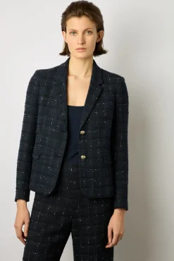 Pantalon Large En Tweed Marine - Cheraze<Gerard Darel Online