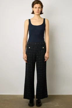 Pantalon Large En Tweed Marine - Cheraze<Gerard Darel Online