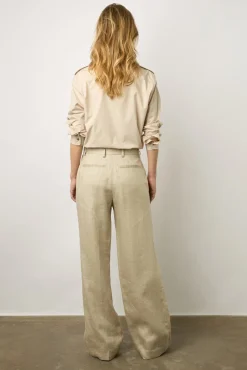 Pantalon Tailleur En Lin Sable - Carmen<Gerard Darel Outlet