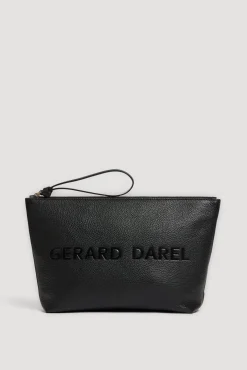 Pochette En Cuir Graine Noir/Or - Pola<Gerard Darel Fashion