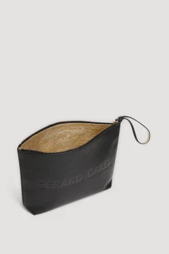 Pochette En Cuir Graine Noir/Or - Pola<Gerard Darel Fashion